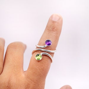 Mallet Finger Ring with Peridot and Amethyst • Trigger Finger Splint Ring • Sterling Silver Ring • Trigger Finger Ring • Silver Splint Ring