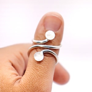 Mallet Finger Ring with  Rainbow MoonStone • Trigger Finger Splint Ring • Sterling Silver Ring • Trigger Finger Ring • Silver Splint Ring •