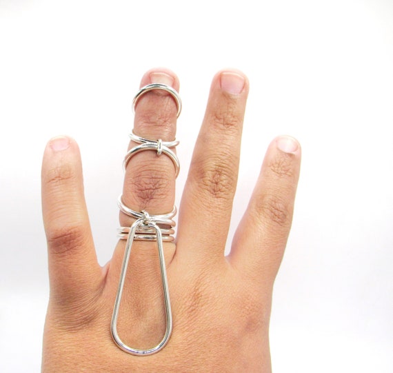 Attached Adjustable Silver Splint Rings DIP PIP and MCP Combination Splint  Swan Neck Splint Custom Handmade Splint Ring Ring Splint 