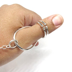 Thumb MCP • Adjustable Sterling Silver Splint Ring with Bracelet and Palmar Support • Sterling Silver Splint • Custom handmade Splint Ring