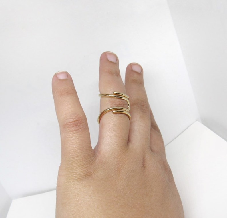 14k Yellow Gold Fill Splint Ring mallet Finger Ring - Etsy