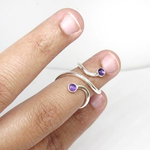 Mallet Finger Ring with Amethyst Stone • Trigger Finger Splint Ring • Sterling Silver Ring • Trigger Finger Ring • Silver Splint Ring •