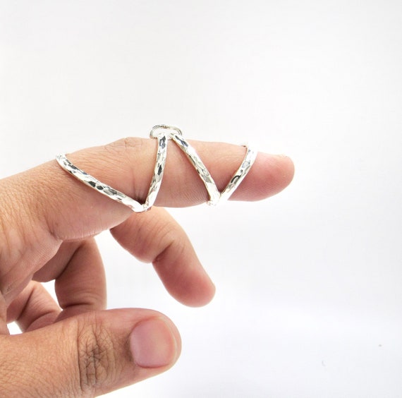 Attached Adjustable Silver Splint Rings DIP PIP and MCP Combination Splint  Swan Neck Splint Custom Handmade Splint Ring Ring Splint 