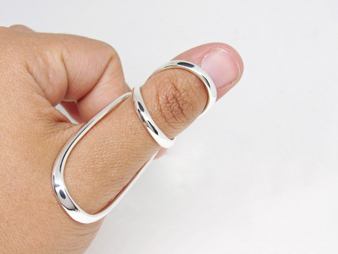 Cat Silver Splint Ring for PIP or DIP Joint • Swan Neck Splint • Silver Ring  Spl | Evabelle Jewelry