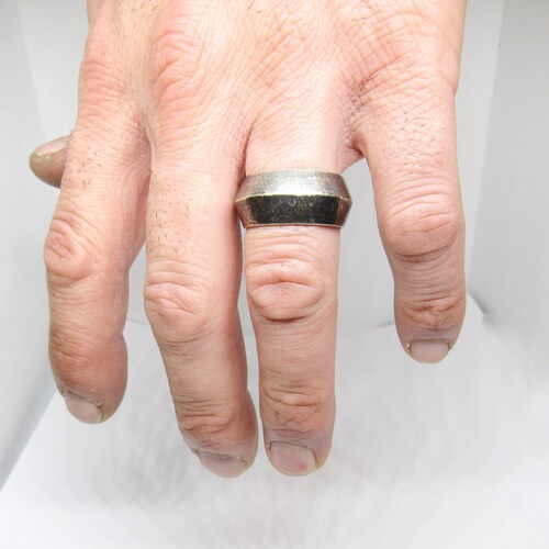 Rustic shops Men Ring • Vintage Silver Ring • Knife Edge Ring • Gift Personalised vintage ring Viking Ring • Christmas gift wide ring band men