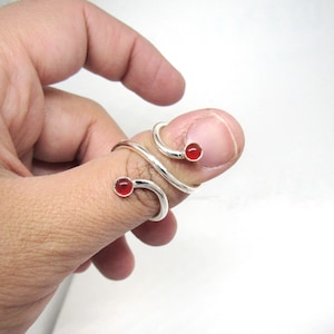 Mallet Finger Ring with Carnelian Stone • Trigger Finger Splint Ring • Sterling Silver Ring • Trigger Finger Ring • Silver Splint Ring •
