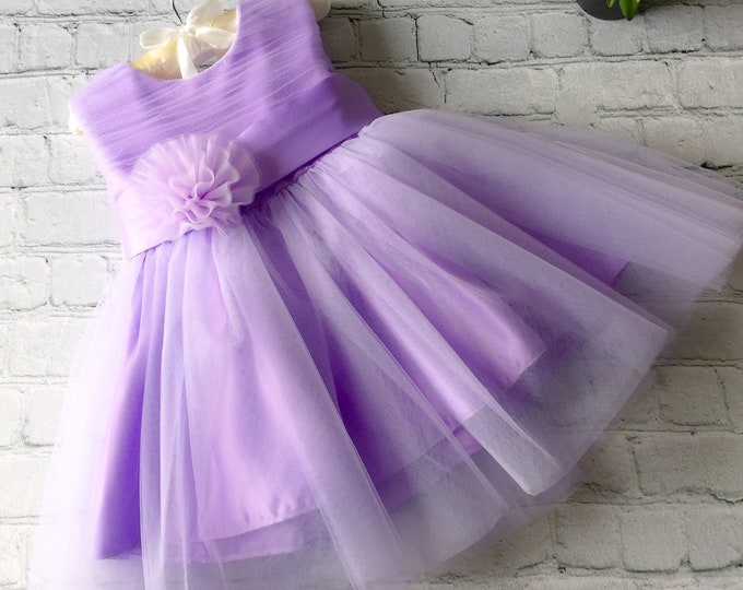Tulle Girl Dress, Flower Girl Dress, Birthday Girl Dress, Party Dress, Lavender Girl Dress