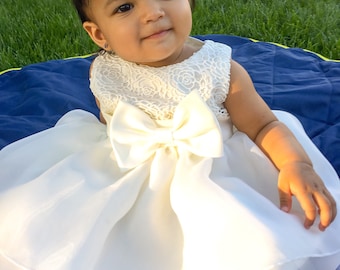 Christening Baby Girl Dress, Baptism White Dress, flower girl dress, wedding dress, Birthday dress, party dress