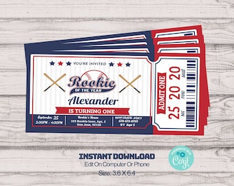 Baseball-Geburtstags-Einladung, Baseball-Babyparty, Rookie des Jahres, Telefon einladen, All Star, Baseball-Partydekoration