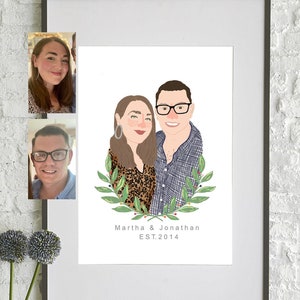 Custom portrait illustration, Personalised family drawing, Couple illustration, Custom home art, Personalised birthday gift, art present image 1