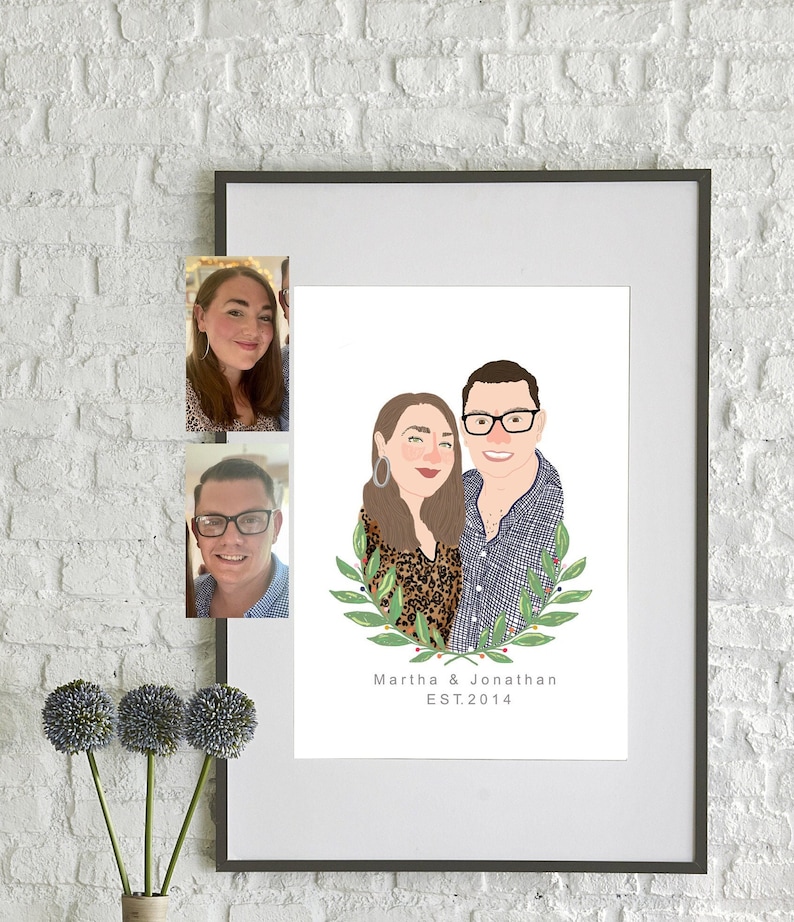 Custom portrait illustration, Personalised family drawing, Couple illustration, Custom home art, Personalised birthday gift, art present image 1