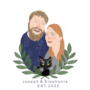 Custom portrait illustration, Personalised family drawing, Couple illustration, Custom home art, Personalised birthday gift, art present image 4