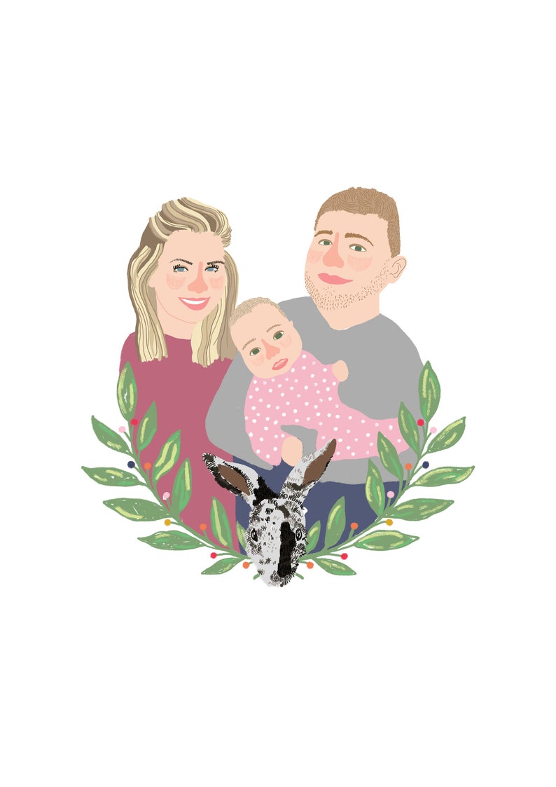 Custom portrait illustration, Personalised family drawing, Couple illustration, Custom home art, Personalised birthday gift, art present image 7