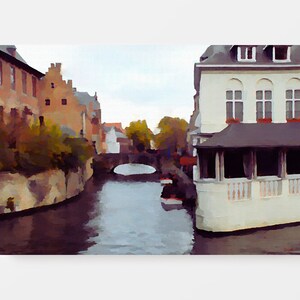 Bruges Boat Canal Original Artwork PRINTABLE Wall Art DIGITAL Prints Multiple Sizes