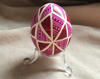 Pink Triangles Chicken Egg Pysanka 2