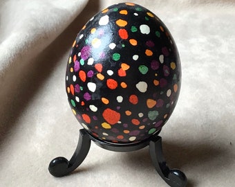 Black Multicolor Spotted Chicken Egg Pysanka