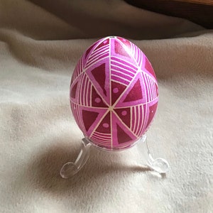 Pink Triangles Chicken Egg Pysanka