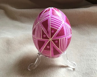 Pink Triangles Chicken Egg Pysanka
