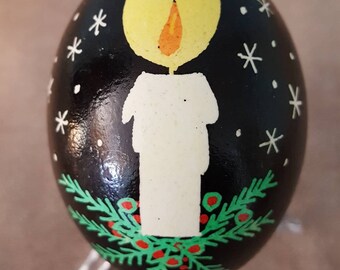 White Candle Chicken Egg Pysanka