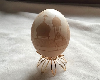 Orthodox Church Etched Brown Chicken Egg