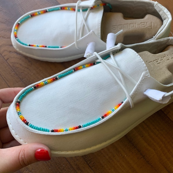 PRE-ORDER / white Beaded Hey Dudes/ Read Item Description