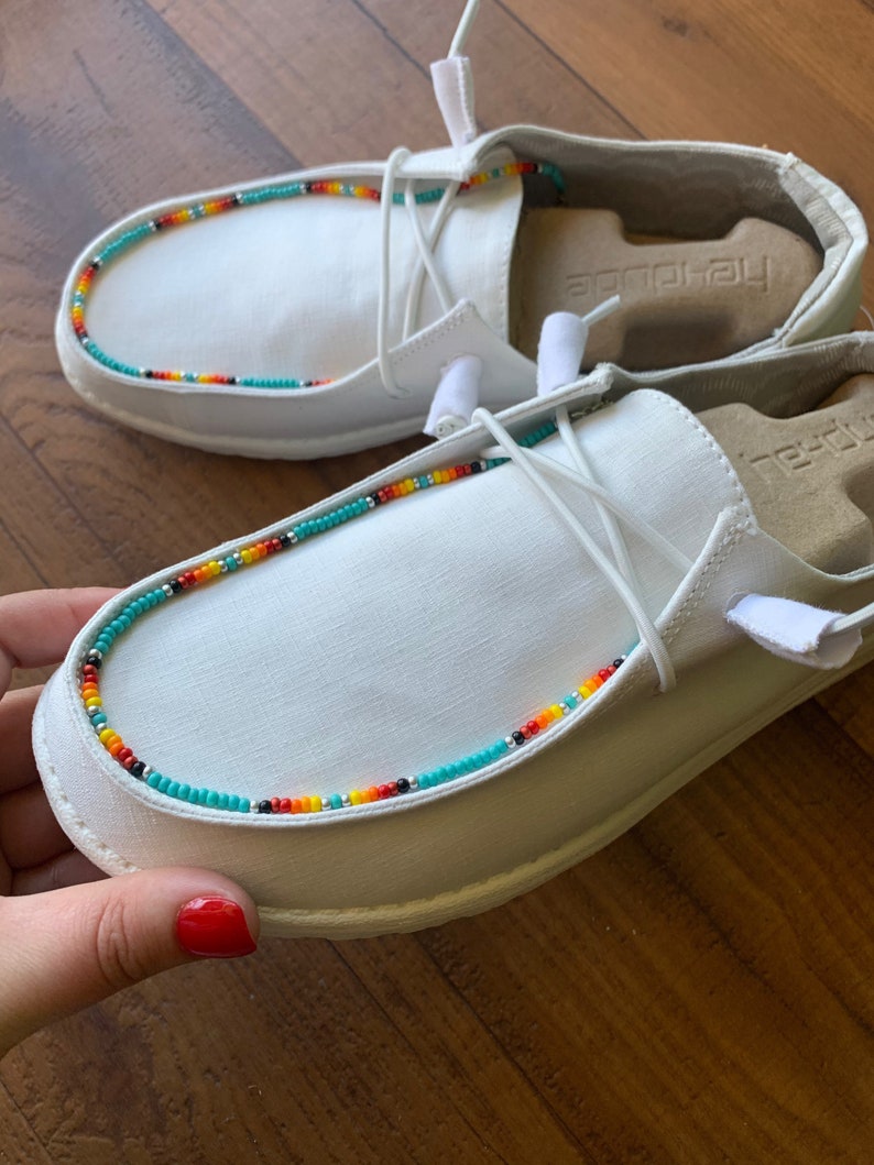 PRE-ORDER / white Beaded Hey Dudes | Etsy