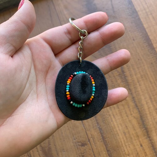 1 HAT/ Solid or Glitter/ Mini Cowboy Hat Keychain or Car Etsy