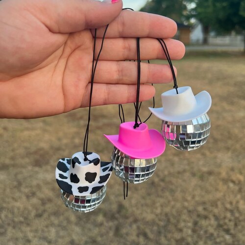 1 Custom Mini Cowboy Hat Disco Ball Car Charm Etsy Australia