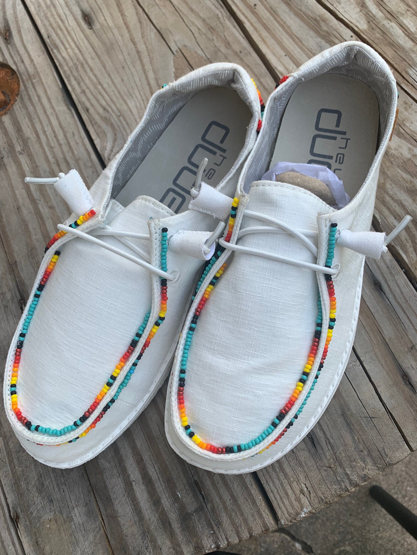 PRE-ORDER / white Beaded Hey Dudes | Etsy