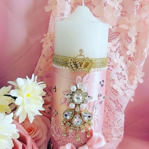 Princess quinceanera candle luxury, Quinceañera, Decorative candle quinceanera color pink