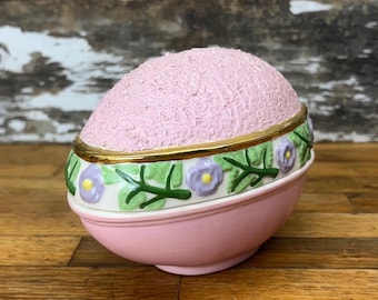 Vintage 1950s Ceramic Easter Egg Candy Dish - Signed and Dated