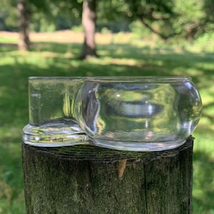 Antique Clear Glass Inkwell Bottle Holder - Patented July 1888