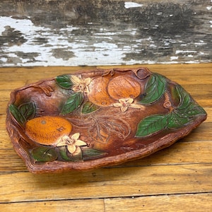 Vintage Faux Wood Orange Fruit Tray - Multi Products Inc - Mid Century Modern Decorative Tray