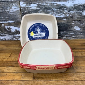 Vintage 8x8 One Use Baking Dishes - Set of Five Square BAKoWARE Pans  - Keyes Fibre Company New York, NY