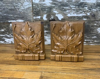 Vintage Burwood Products Co. Maple Leaf Bookends - Made in the USA