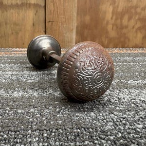 Antique Ornate Victorian Era Doorknob Set - Rustic Nickle Finish