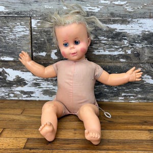 Vintage 1964 Mattel Pull String Doll - Rubber Arms and Legs - Non Working Voice Box