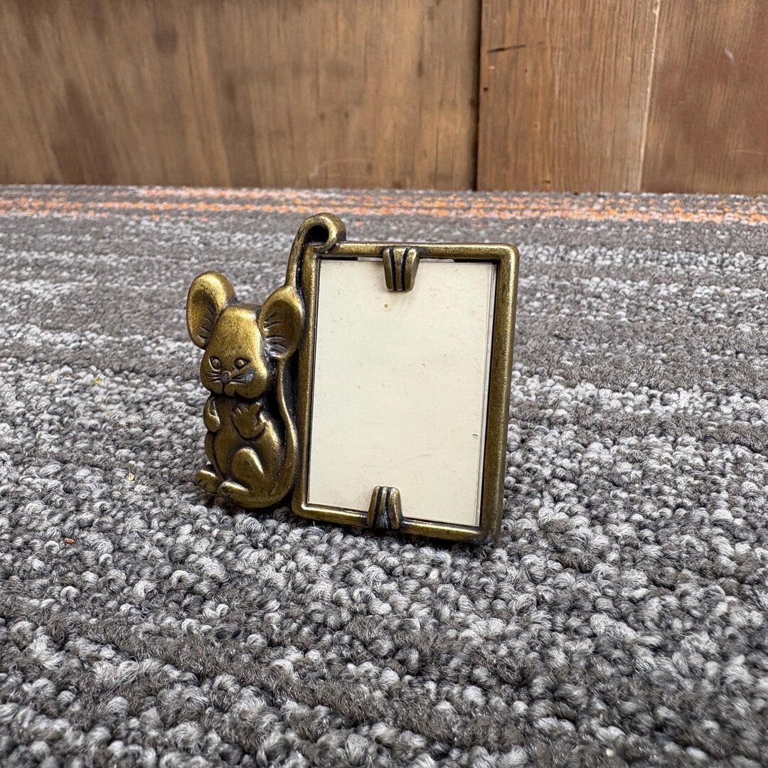 Vintage Brass Miniature Mouse Picture Frame - Etsy