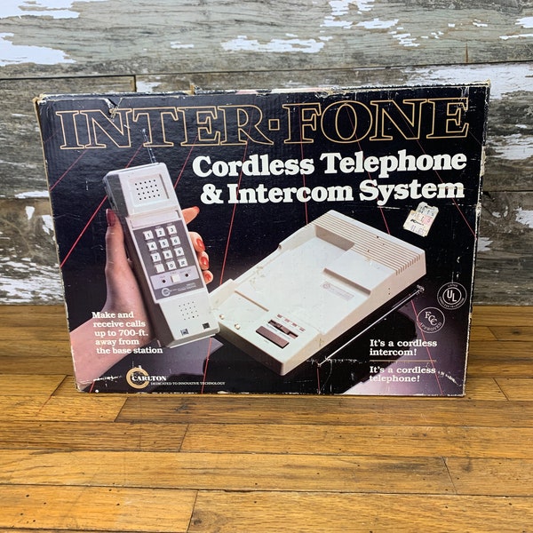 Vintage 1990s Carlton Inter-Fone Cordless Telephone & Intercom System - With Original Box - Home Intercom System