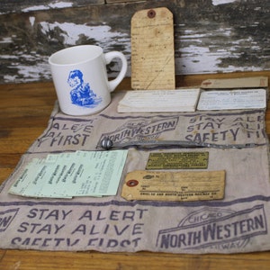 Chicago Northwestern Railway Collectible Collection - Mug, Cleaning Cloth, Employee ID, Tags, Patch and More! - Railroad Signalman