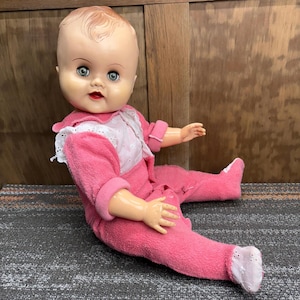Antique 1960s Big Baby Doll: 24&quot; Sleepy Eyes, Moulded Hair