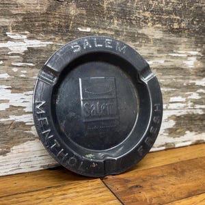 Vintage Salem Cigarettes Ashtray- “Salem Menthol Flavor” Small Embossed Metal Ashtray