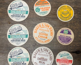 Vintage milk bottle caps ENGELHARDTS DAIRY CHOCOLATE Lot of 50 Bay City Michigan 