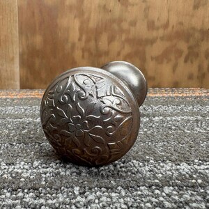 Antique Victorian Era Doorknob Set - Ornate with Floral Center