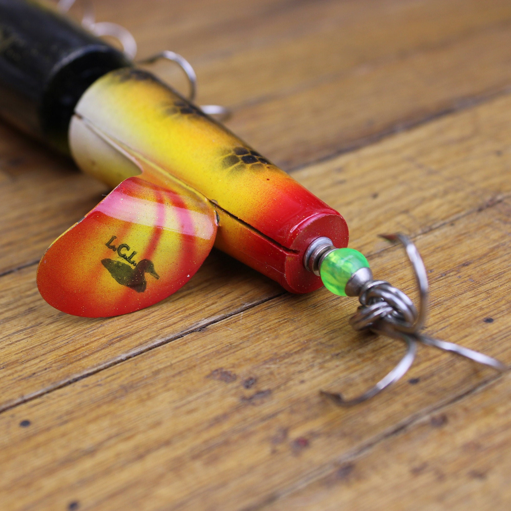 Vintage Wooden Musky Lure - Custom Poptail by L.C.L - 7.25 Vintage Wooden Musky Lure - Custom Poptail by L.C.L - 7.25