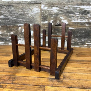 Vintage Walnut Folding Bookshelf Media Rack - Books, CDs, DVDs, Video Games