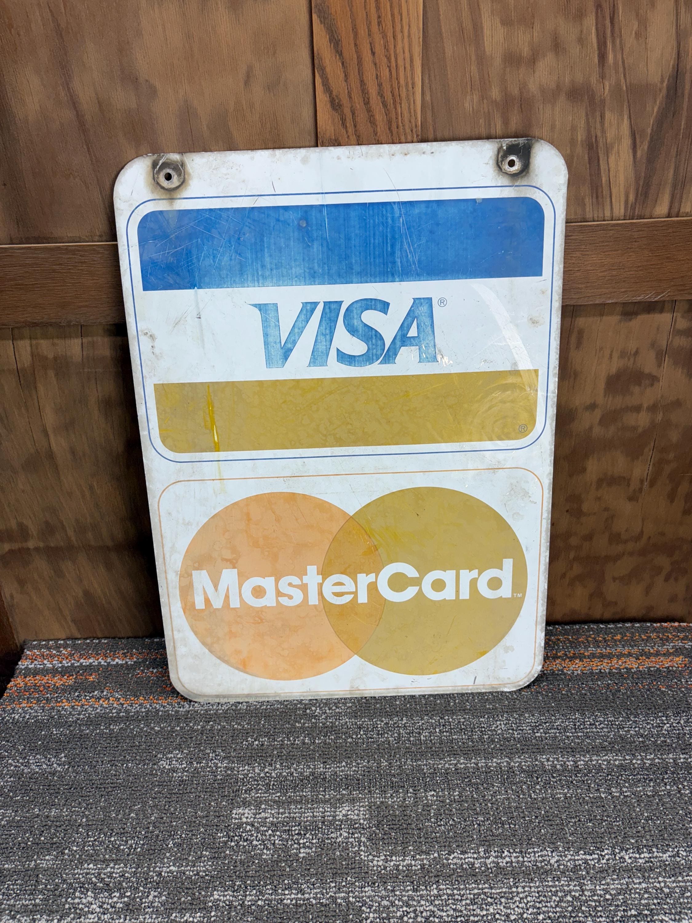 Vintage Visa Mastercard Double Sided Metal Sign 22