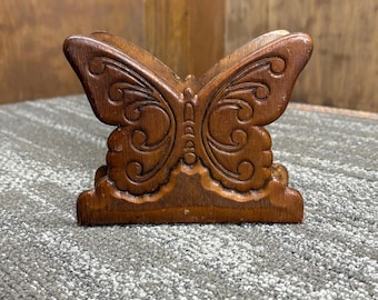 Carved Wood Butterfly Napkin Holder