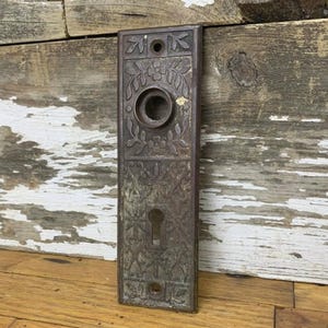 Antique Doorknob Backplate - Floral Pattern - Pressed Ornate Design - Antique Architectural Salvage