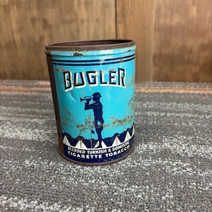 Vintage 7oz Bugler Tobacco Tin - Blended Turkish and Domestic Cigarette